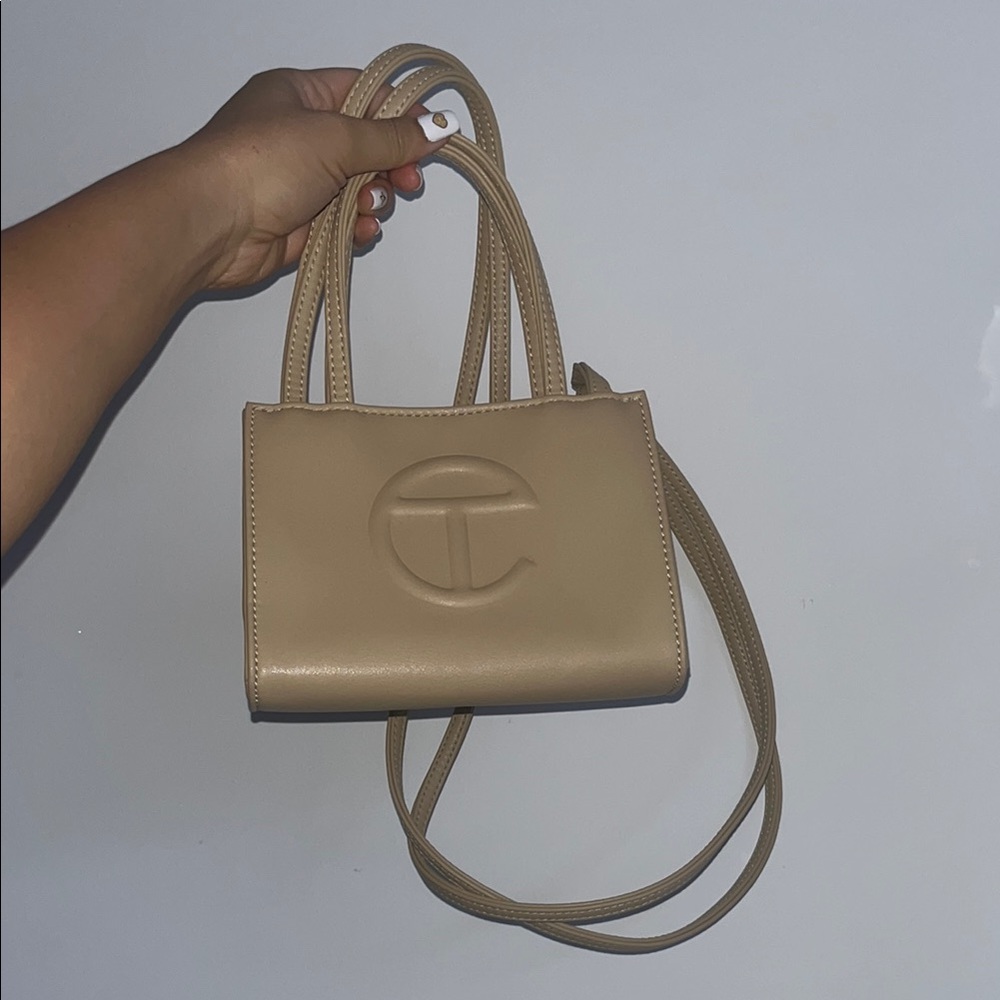 Authentic Beige Cream Telfar Small Shopping Bag Handbag Purse Crossbody like new